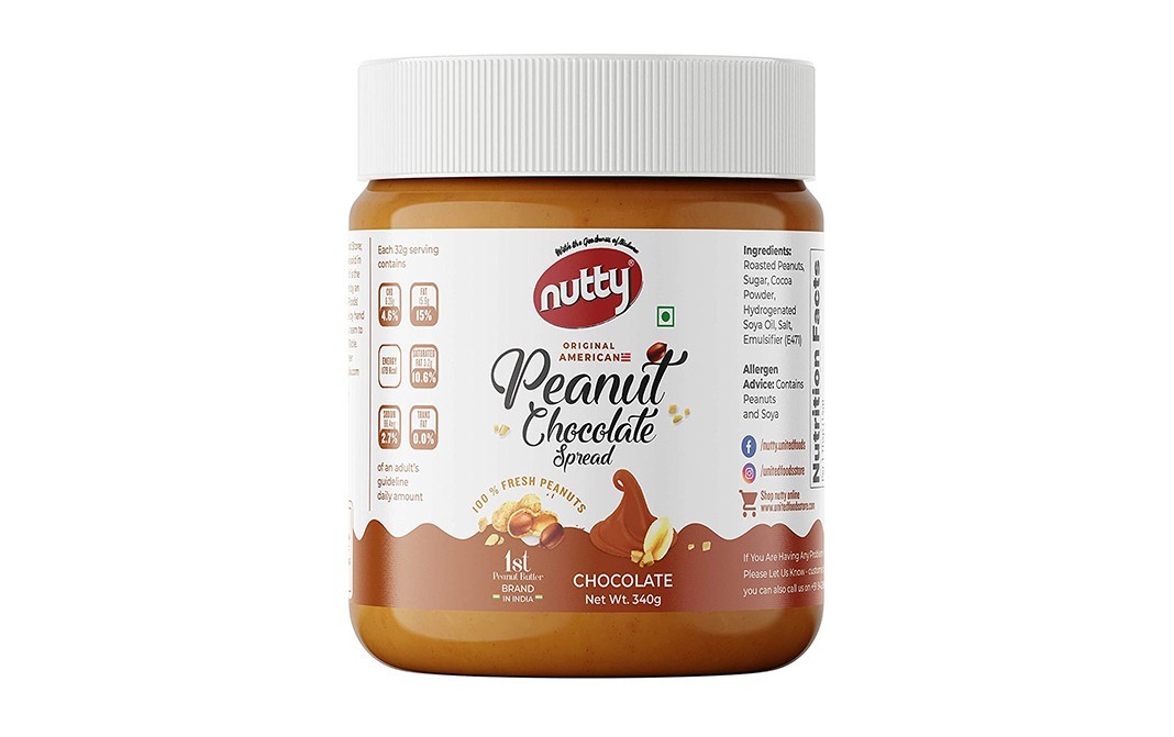 Nutty Peanut Chocolate Spread    Plastic Jar  340 grams